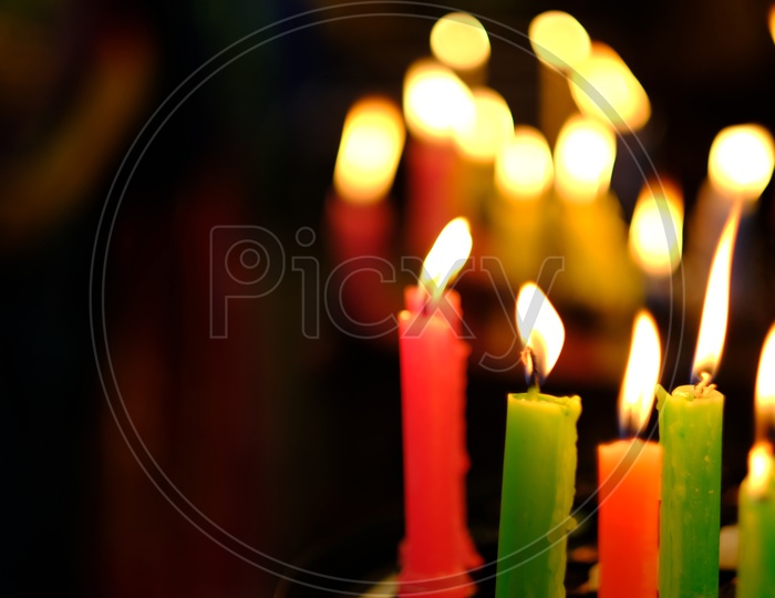 Candles Lighted Closeup