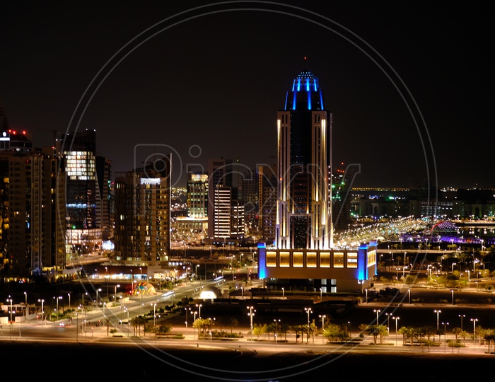 Night View of Doha City Skyline