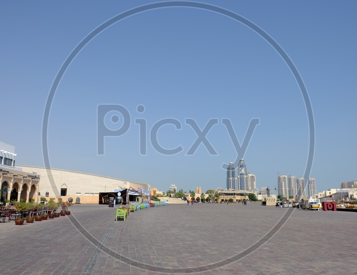 Doha City Skyline View from Katara Beach