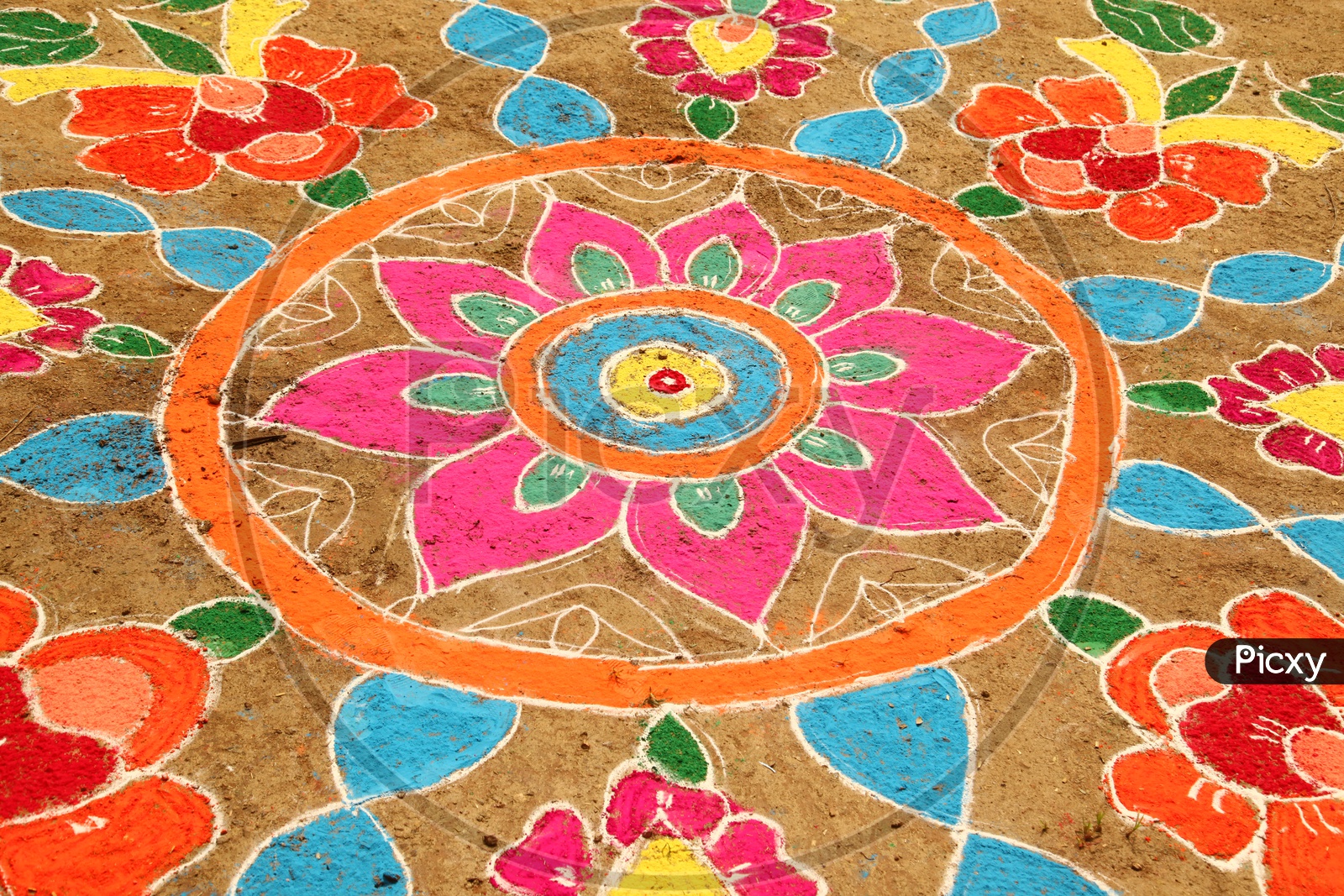 Rangoli in front of House