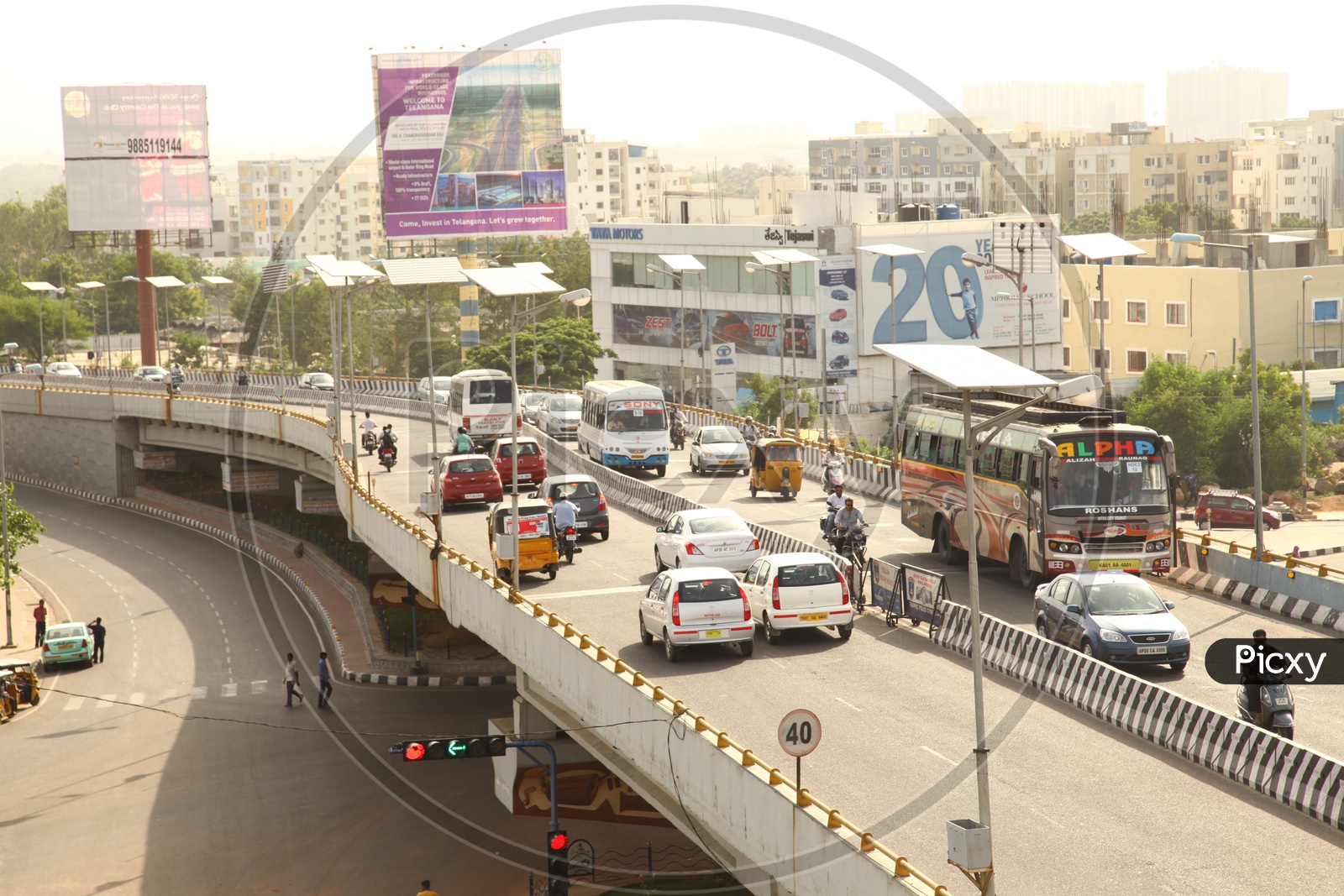 View of Hitech City Flyover and Traffic