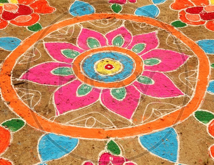 Rangoli in front of House
