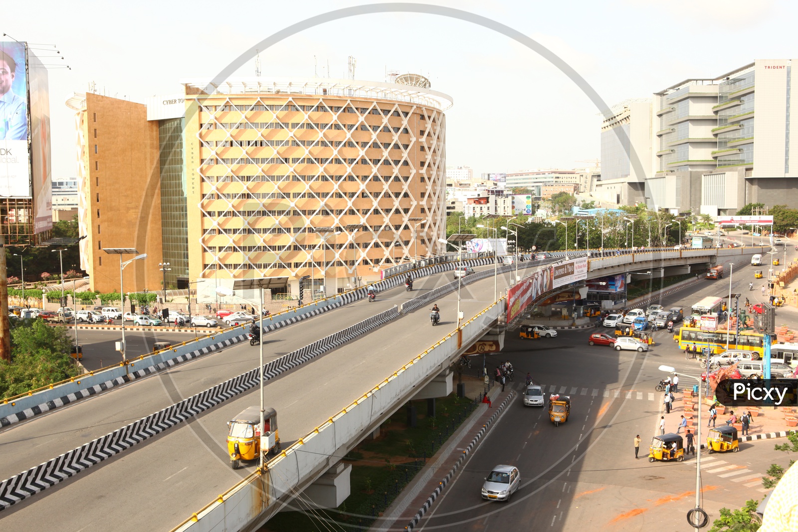 View of Hitech City Flyover and Cyber Towers