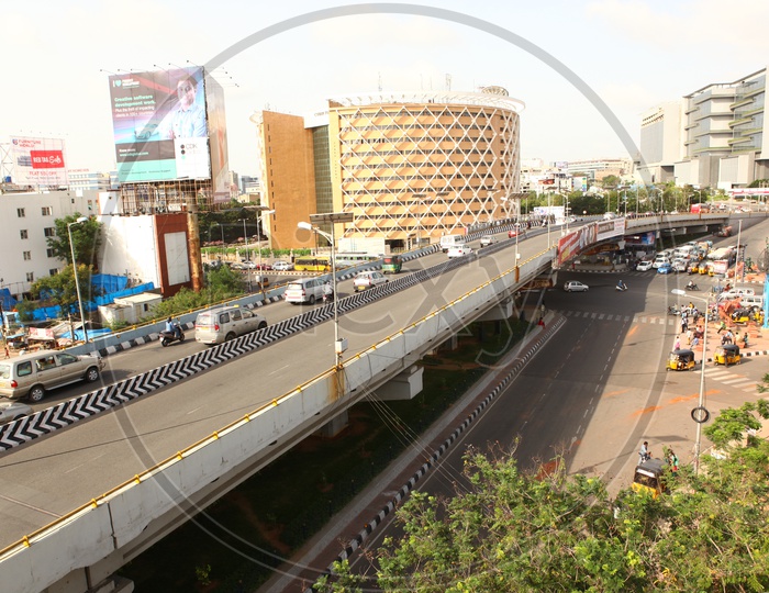 View of Hitech City Flyover and Cyber Towers