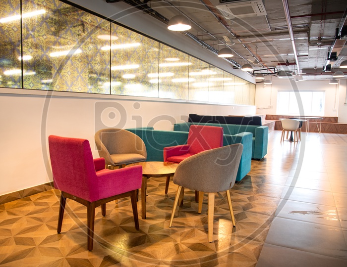 Recreation lounges inside corporate coworking spaces