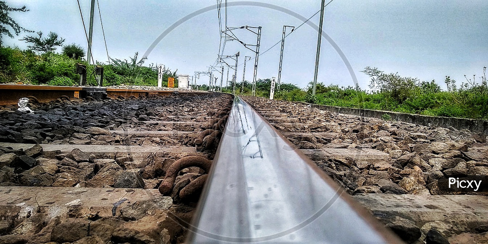 Reflection on the railway track