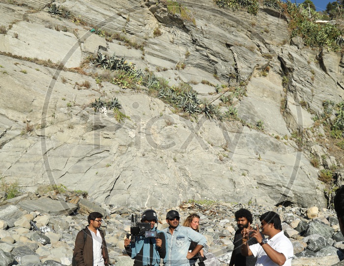 Movie Shooting in a Rock Beach