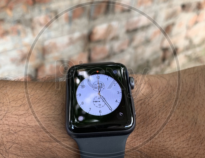 Man wears smart watch