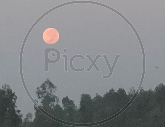 Red moon at dawn