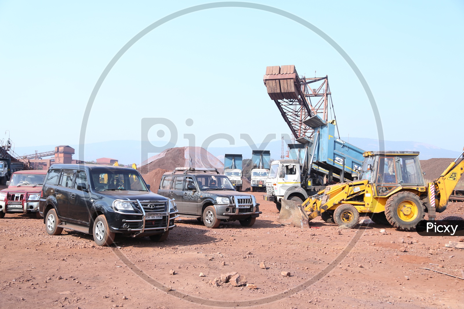 Cars And Trucks in a Coal Mine Quarry