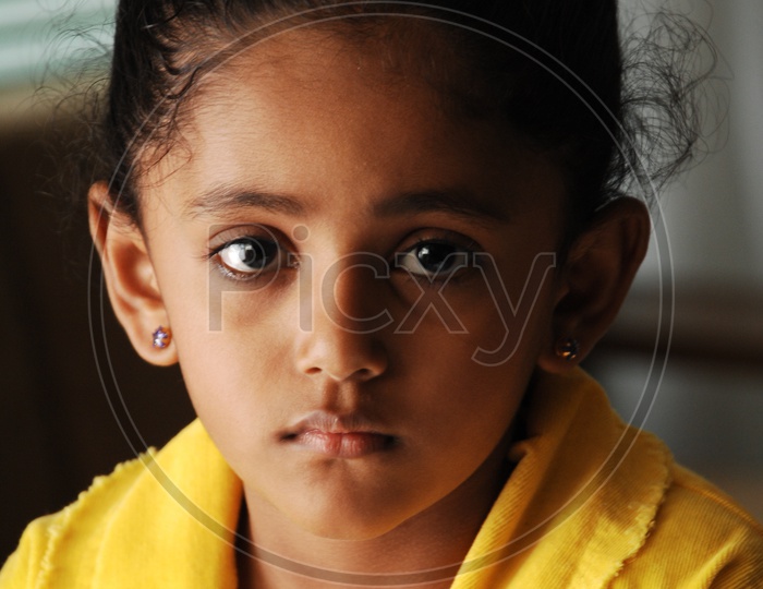 Indian Girl Child With Expression on Face