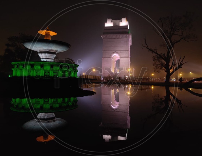 Reflection near INDIA Gate