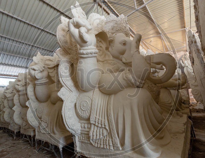 Ganesh idols In Making At Workshops  For Ganesh Chathurdhi Festival