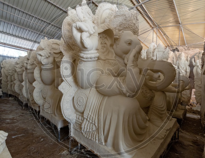 Ganesh idols In Making At Workshops  For Ganesh Chathurdhi Festival