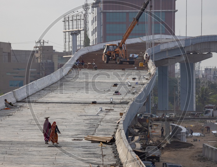 Under Construction Flyover At Biodiversity Park with Care Hospital Gachibowli in the background