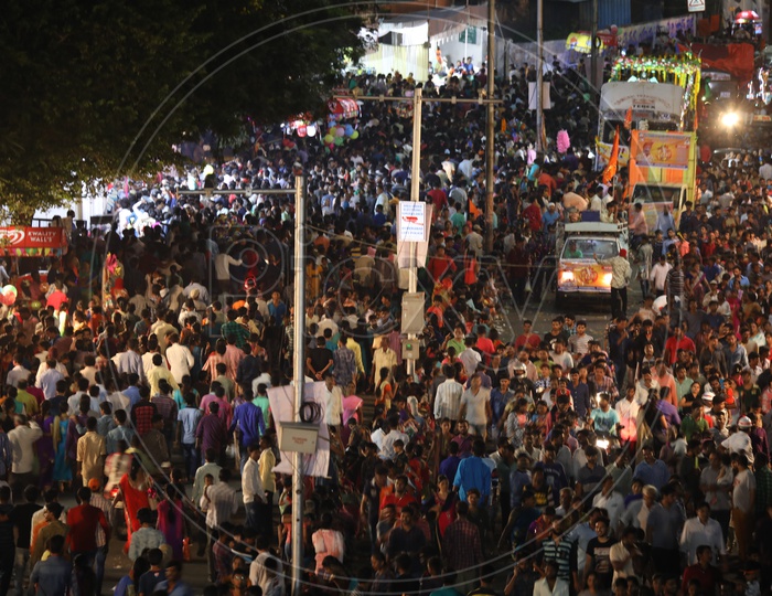 Crowd Filled Tank Bund roads During Ganesh Visarjan Nimarjan