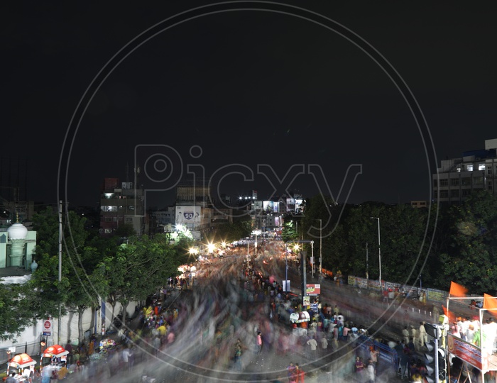 Crowd Filled Tankbund Roads During Ganesh Visarjan Nimarjan Roads