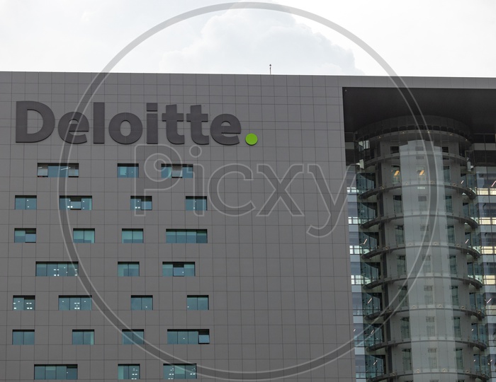 Deloitte Corporate Company Name On Office Facade