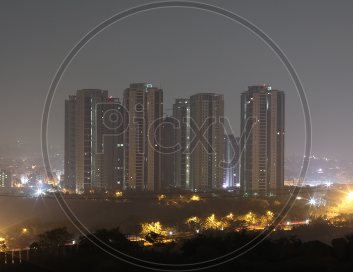 Image of Night View of Hyderabad Cityscape-MZ321951-Picxy