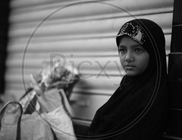 Portrait Of a Young Muslim Girl Wearing Burkha