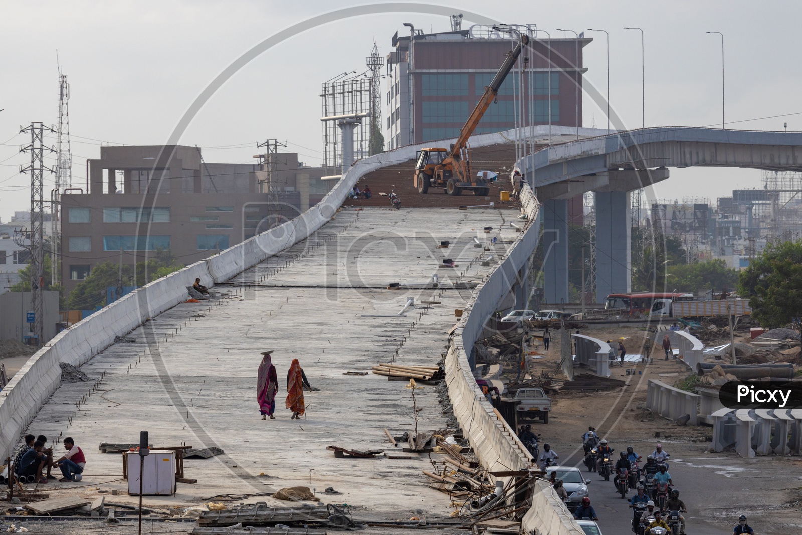 Under Construction Flyover At Biodiversity Park with Care Hospital Gachibowli in the background