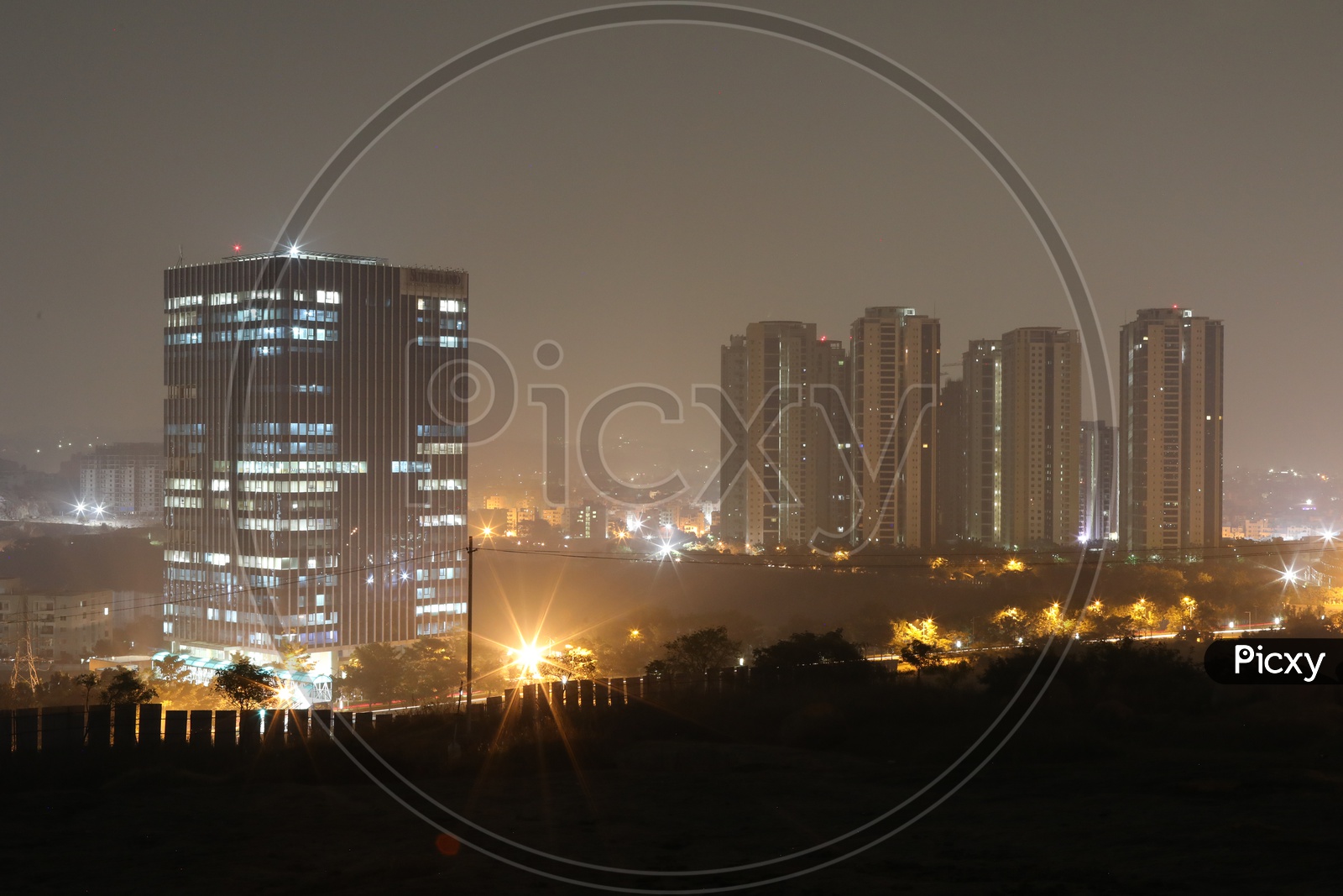 Image of Night View of Hyderabad Cityscape-NG514162-Picxy