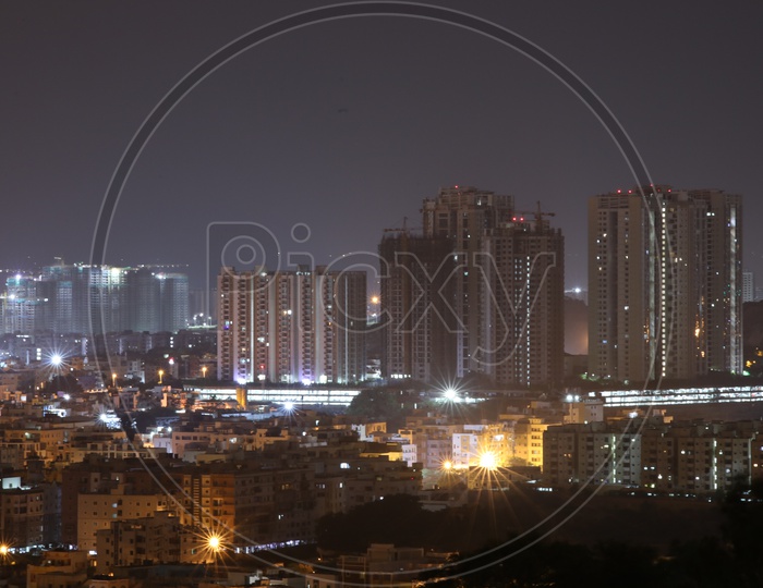 Night View of Hyderabad Cityscape