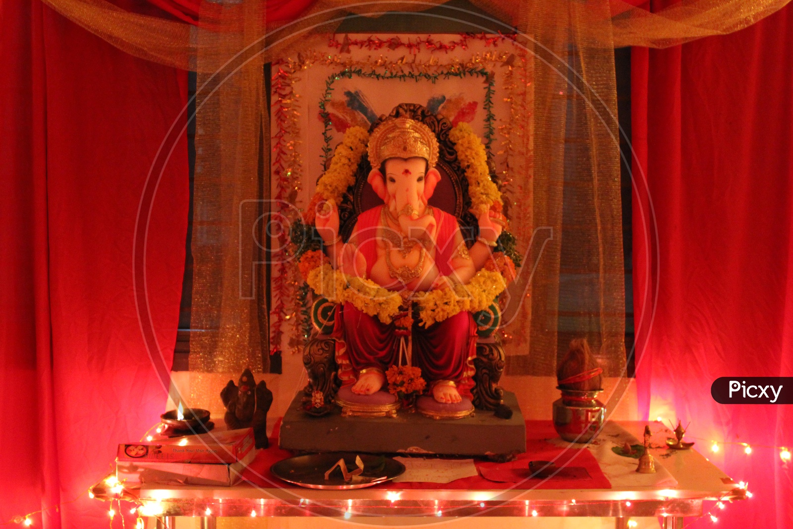 Lord ganesh idols in mandapas  For Ganesh Chathurdhi Festival