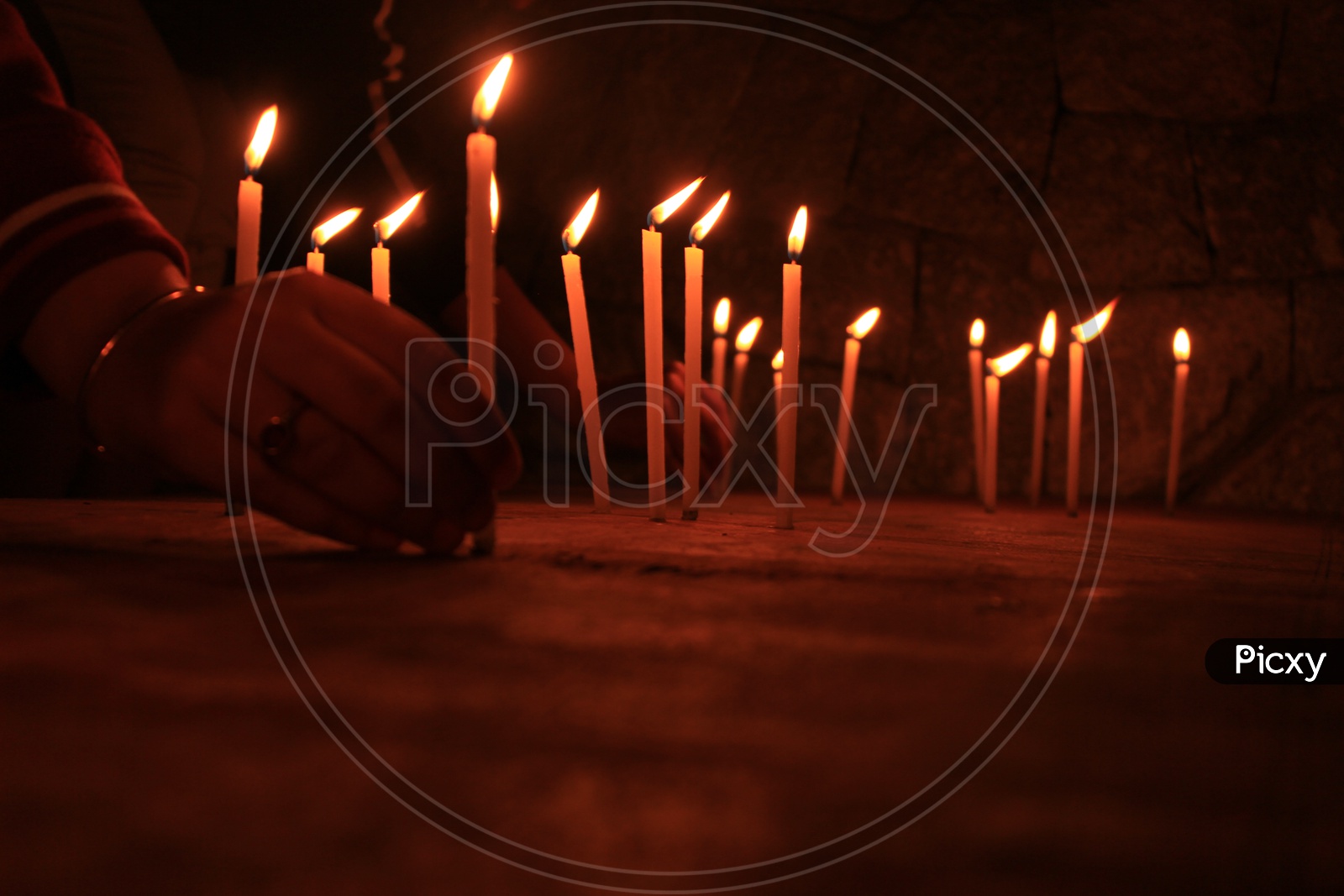 Candles lit in a Church
