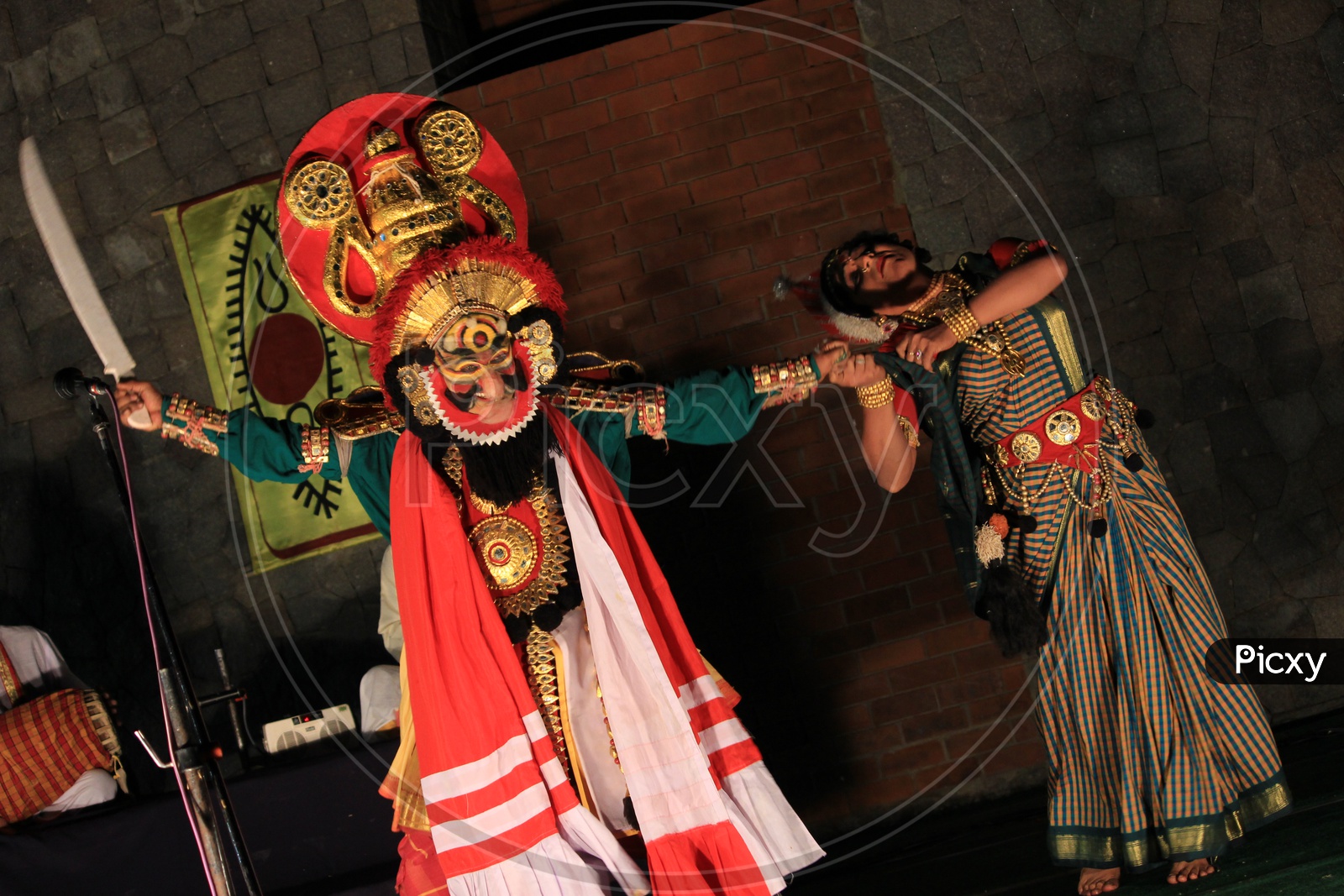 Thirayattam  Traditional  Kerala  Dance Art Form Performing On Stage by An Artist