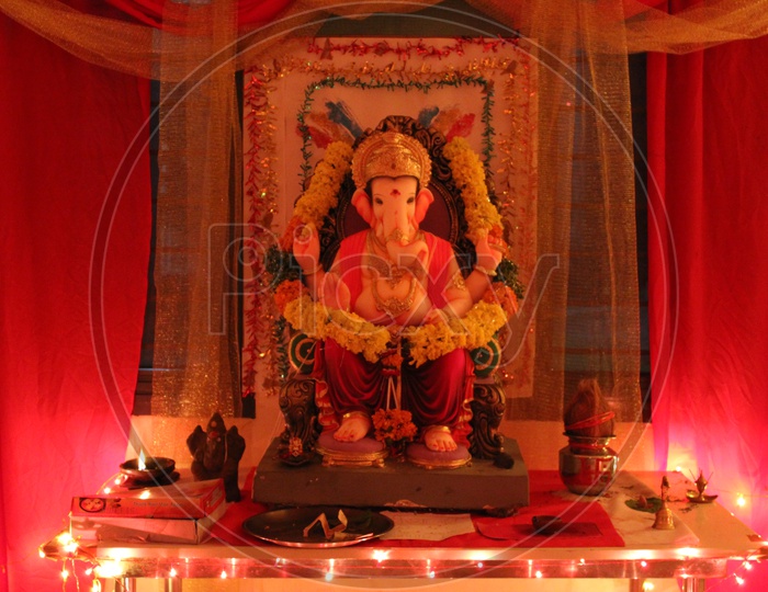 Lord ganesh idols in mandapas  For Ganesh Chathurdhi Festival