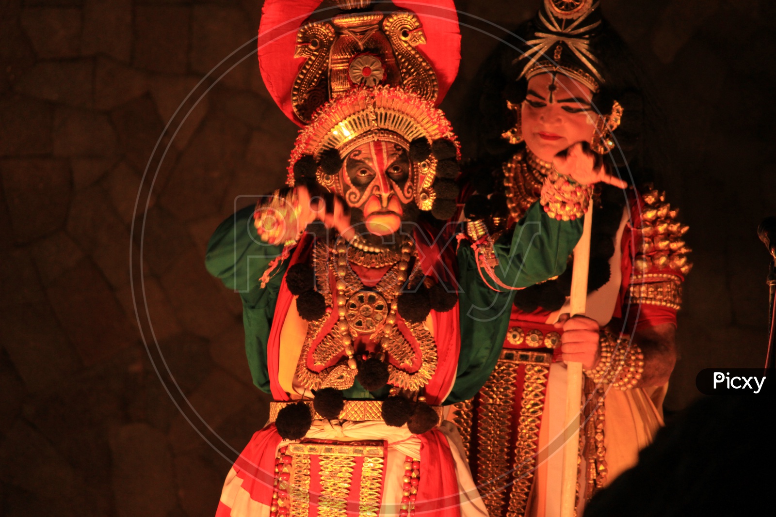 Thirayattam  Traditional  Kerala  Dance Art Form Performing On Stage by An Artist