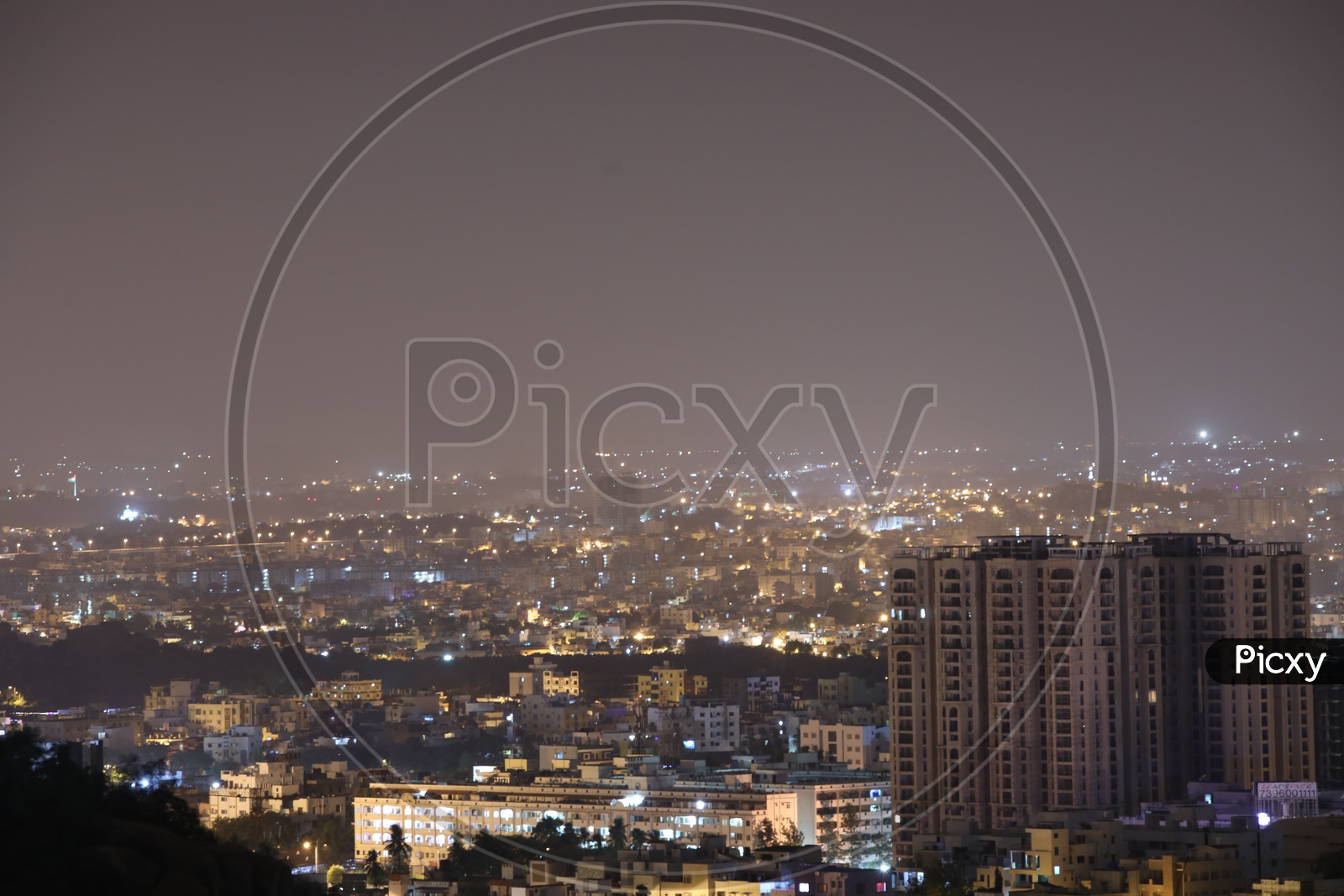 Night Scape Of City Lights With High rise  Buildings with sheikpet