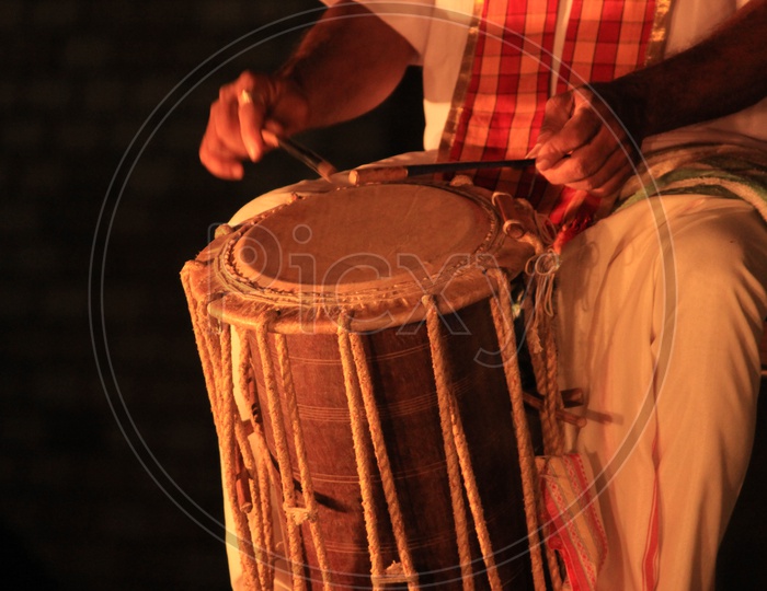Indian Traditional Drum Artists Chendi  Performing On Stage