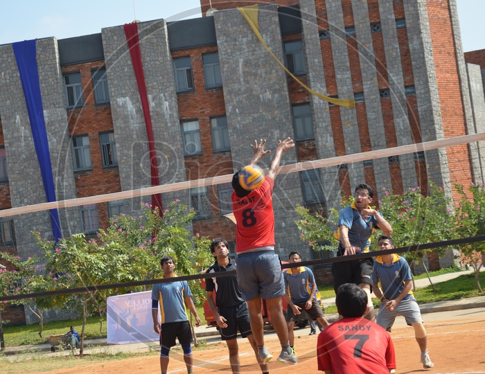 Young Indian Men Playing Volleyball in IMT Hyderabad
