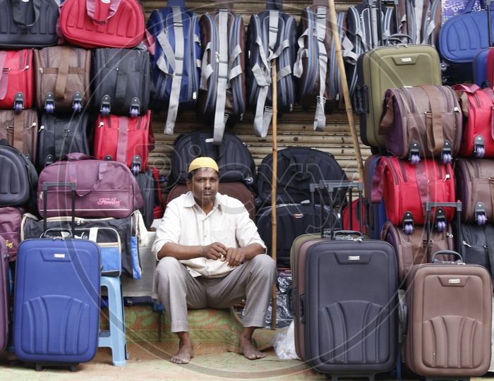 A  Vendor At A Luggage Bag Store