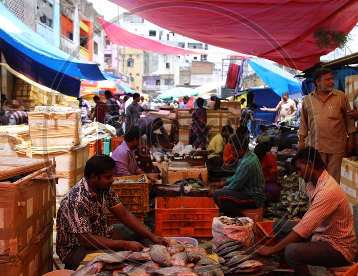 Fish Market  With vendor Stalls