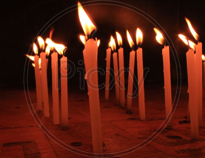 Candles Light in a Church