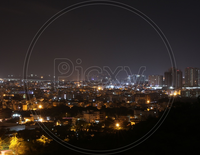 Night View of Hyderabad Cityscape