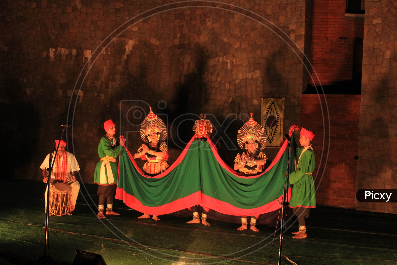 Thirayattam  Traditional  Kerala  Dance Art Form Performing On Stage by An Artist