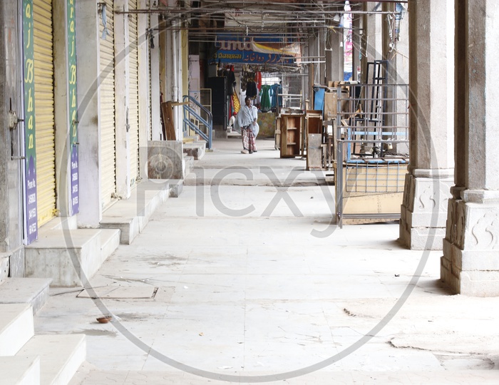 Vendor Shops Merchant Shops Shut Close Shutters in a Street