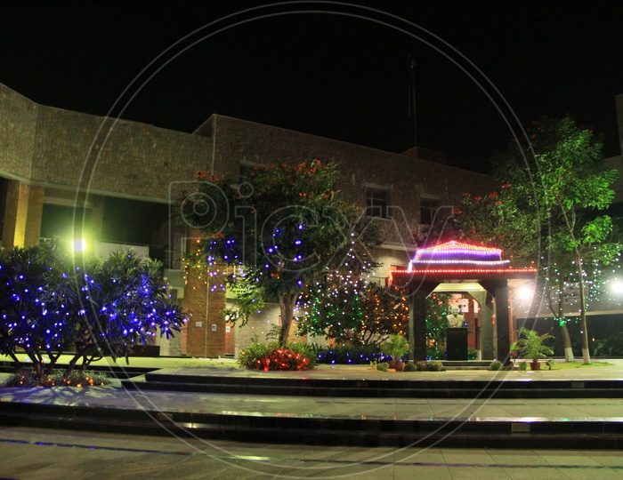 Led Light Decoration  in a Campus
