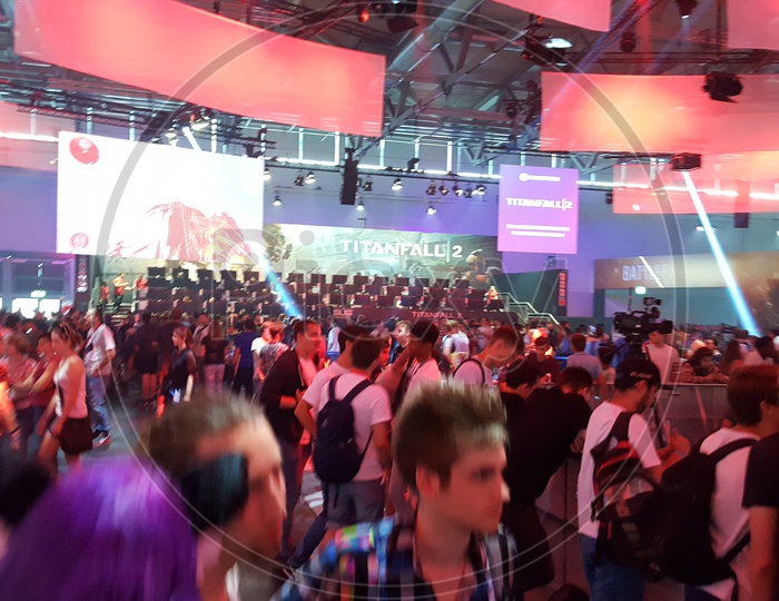 People at Gamescom, the world's largest trade fair for interactive consumer electronics, video games and computer games, Cologne