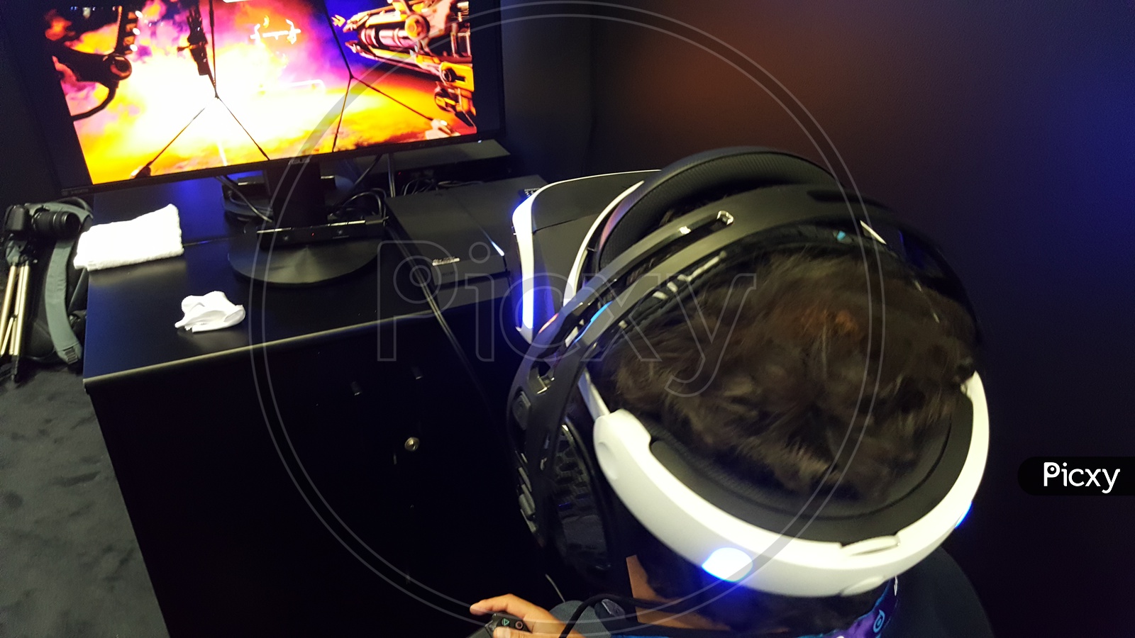 Gamer's using PlayStation Virtual Reality PSVR Headsets for Playing Games