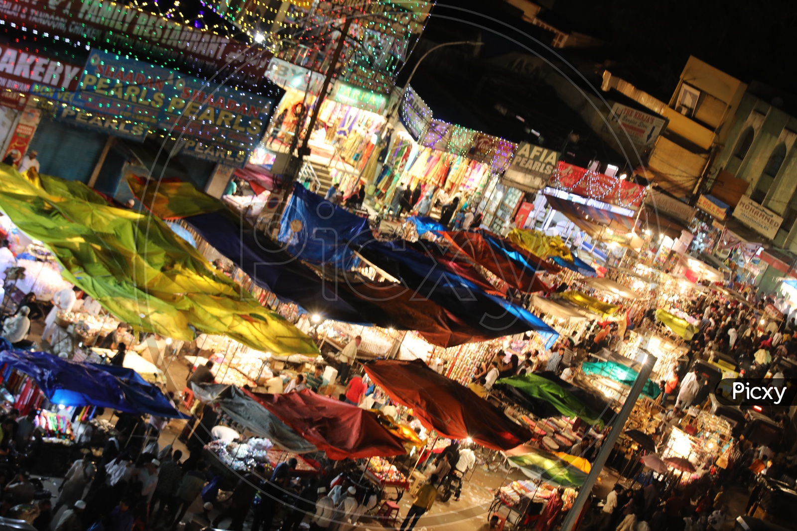 Busy Charminar Streets With  Vendor Stalls  Around Charminar in ramzan Ramdan Season