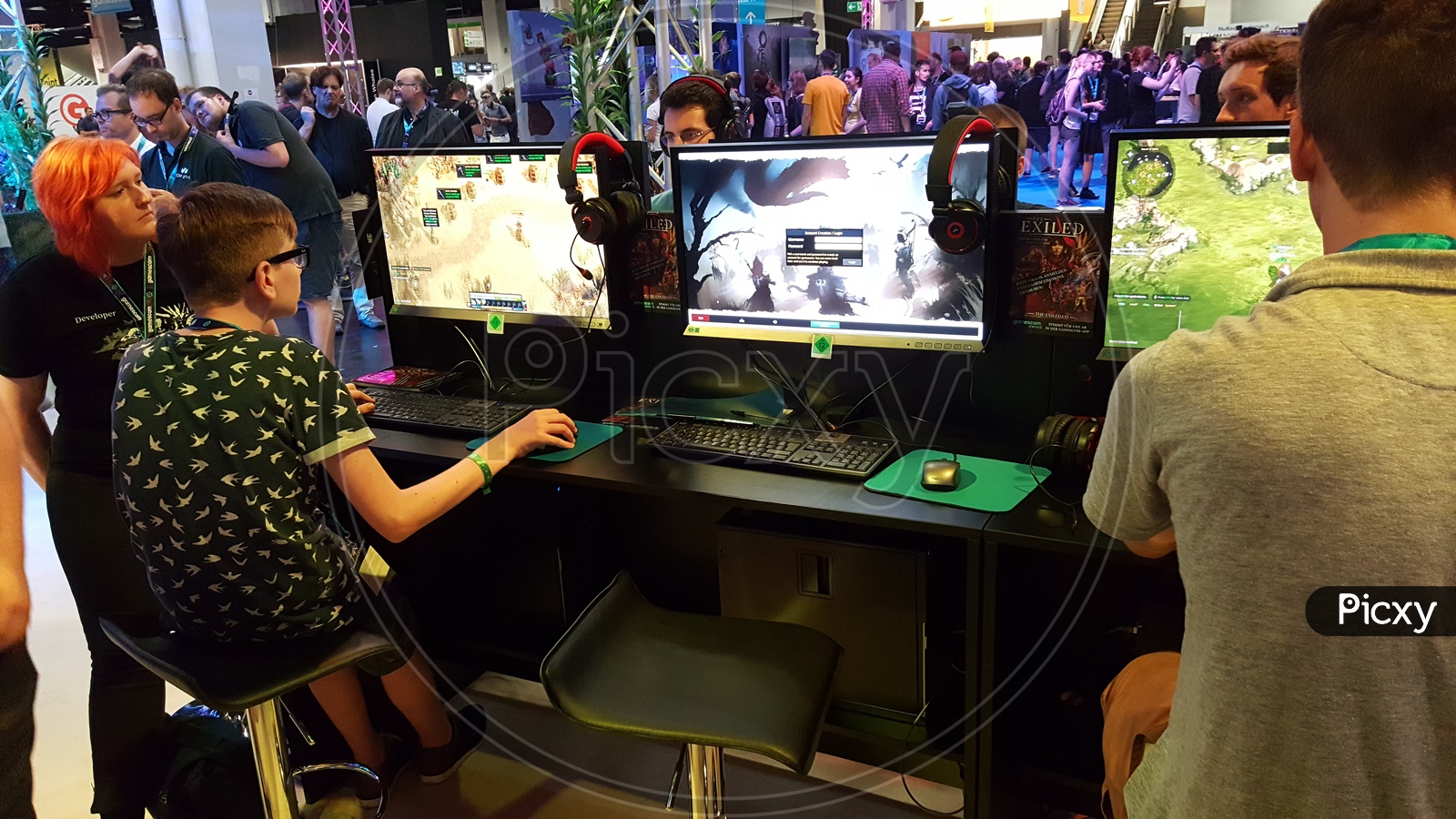 Gamer's Playing Video Games at Gamescom, Cologne