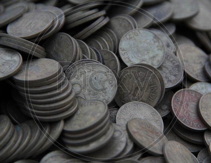 Indian Old Currency Coins  Rupee Coins Closeup