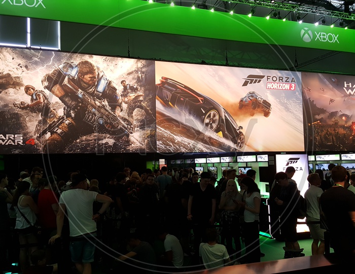 Xbox Games on Large Screen at Microsoft Xbox stall