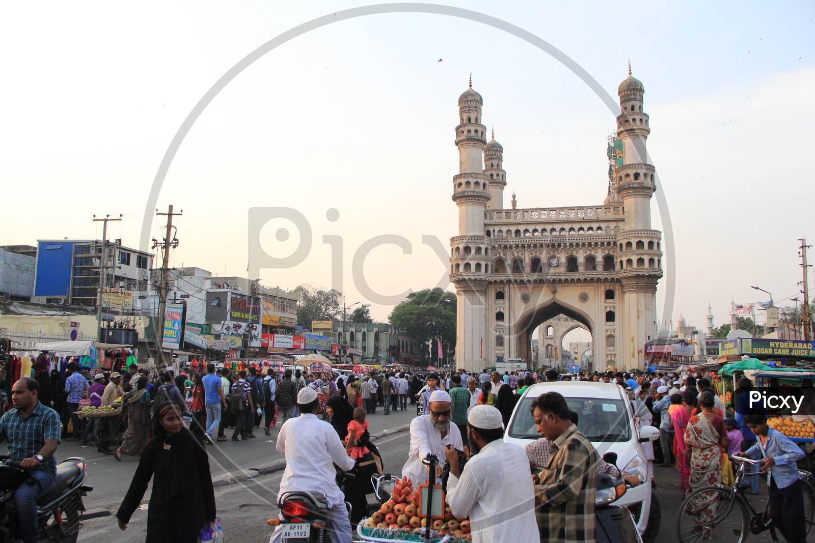 Busy Charminar Streets With People