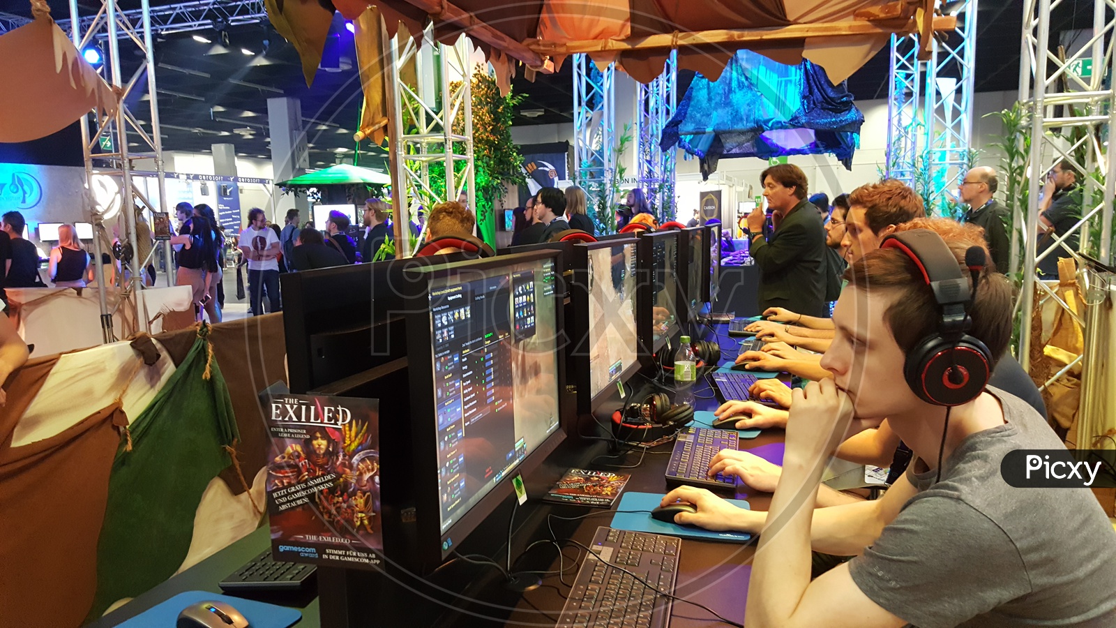 Gamer's Playing Video Games at Gamescom, Cologne